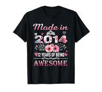12th Birthday Made in 2014 12 Years of Being Awesome Floral T-Shirt