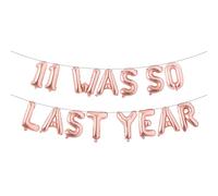 12th Birthday Multicolor 11 WAS SO LAST YEAR Balloon Banner - Happy 12th Birthday Party Decorations, Supplies and Favors - 12th Wedding Anniversary Decorations (11 WAS SO LAST YEAR Rose Gold)