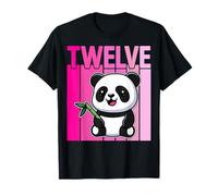 12th Birthday Party Cute Animal Panda Twelve Years Old Kids T-Shirt