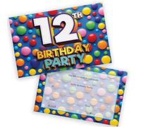 12th Birthday Party Invitations Kids - Candy Sweets Chocolate 28 Pack - Childrens Birthday Invitations for Boys/Girls A6 Bday Party Invites Invitation Cards with Folding Envelopes