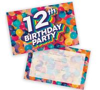 12th Birthday Party Invitations Kids - Rainbow Balloons 28 Pack - Childrens Birthday Invitations for Boys/Girls A6 Bday Party Invites Invitation Cards with Folding Envelopes