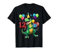 12th Birthday Shirt Boy Dinosaur Happy Bday T-Rex Party Kids Value Graphic T-Shirt