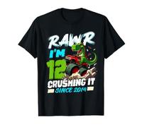 12th Birthday Truck Dinosaur Monster T Rex 12 Years Old Boy Value Graphic T-Shirt