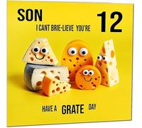 12th Son Birthday Card for Son - Cheese Pun Funny Son's Birthday Card for 12 Year old Kids twelve, twelfth