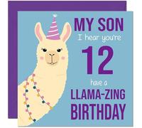 12th Sons Llama Birthday Card for Son - Llamazing - Funny Llama Birthday Card for 12 Year old Kids twelve, twelfth