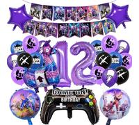 12th Video Game Birthday Decorations for Boys, Video Game Foil Balloons Gameing Theme Party Decorations Happy Birthday Banner Party Supplies Latex Balloons 12 Years Old Boys Gamers Lovers