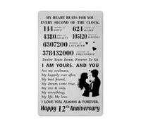 12th Wedding Anniversary Card Gifts - 12 Years Happy Anniversary Romantic Gifts for Him Husband - 12 Years Anniversary Wallet Card Presents for Husband Men
