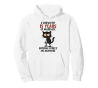 12th Wedding Anniversary, I Survived 12 Years of Marriage Pullover Hoodie