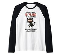 12th Wedding Anniversary, I Survived 12 Years of Marriage Raglan Baseball Tee