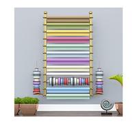 12Tier Wall Display Shelf for Ribbon Thread Wallpaper Cellophane ScarvesFloral Gift Wrap Organizer Craft Store Storage Solution Perfect for Crafting and Organizing.