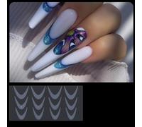 12Tip / Sheet Nail Form French Sticker Full Cover False Nails French Line Drawing Guide Stickers Nail Extension Accessory Form Sticker for Builder Gels Stickers for Acrylic Nails Dispenser