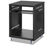 12U Rack with Caster Wheels, Heavy-Duty AV Rack with Adjustable Steel Shelf, Open Frame Server Rack for IT, AV, Data & Computer Equipment, 550lb Capacity, 19.7" W x 17.7" D x 26.8" H