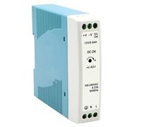 12V 0.84A DIN Rail Power Supply for MDR 10W Switching Converter, Dual Output 100-240VAC to 12VDC, with Overload Short Circuit Overheating Protection, White Blue