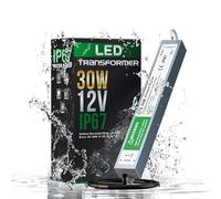 12V 10-250W 0.83-20.83Amps Waterproof Transformer, IP67 Waterproof Indoor, Outdoor DC Power Supply DriverLED Power Supply Driver, AC 170-250V to DC 12 Volt Transformer for LED Lighting (30W)