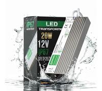 12V 10-250W 0.83-20.83Amps Waterproof Transformer, IP67 Waterproof Indoor, Outdoor DC Power Supply DriverLED Power Supply Driver, AC 170-250V to DC 12 Volt Transformer for LED Lighting (20W)