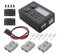 12V 100W Car Power Box with LED Display and USB-C PD Ports, 6 USB Outlets, Dual 12V Sockets, DC Ports for Fast Charging Devices, Compatible with RV, SUV, Boat, Yacht, and Car, Black(With Line)