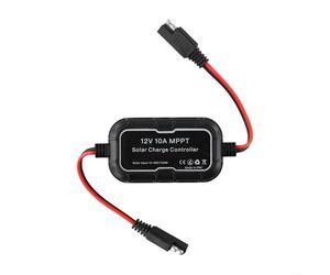 12V 10A Charge Controller for Lithium for AGM Gel Flooded Batteries, Compact LCD Display with SAE Cables, Outdoor Weatherproof Solar Panel Regulator