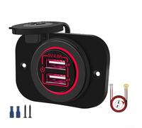 12V 10A Marine USB Car Charger Featuring OnOff Button and LED Light for Battery Conservation (Red)