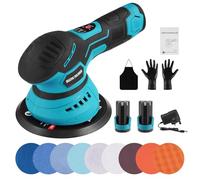 12V 150mm Cordless Car Polisher Kit, Polishing Machine with 2800-5500 RPM, Dual Battery, Lightweight Portable Car Polisher Buffer Includes 14 Accessories for Automotive, Furniture, Wood, Leather, Tile