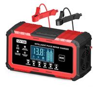 12V 15A Car Battery Charger - 3-Stage Automatic Car Battery Maintainer with Pulse Repair & LCD Display, Compatible with Lithium LiFePO4 Lead Acid Batteries for Car Truck Motorcycle Lawn Mower