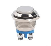 12V 16mm Metal Push Button Momentary On Off Switch, Nickel-Plated Brass High Round Head with Screw Terminals, 1NO Normally Open for Circuit Control in Electromagnetic Starter Conta