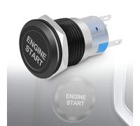 12V 19mm Zinc Aluminium Alloy Engine Start Button, LED Illuminated Self-Locking Car Ignition Push Start Switch, Universal Car Ignition Starter Switches for Most Vehicles