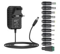 12V 1A AC to DC Power Supply Adapter with 11 Changeable DC Plugs | For Cameras & Routers, 800mA/500mA Support, Wall Charger, Multi-Plug Compatible, AC to DC Conversion