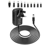 12V 1A DC Power Adapter, 12V 1A 24W AC 110-240V Power Supply Converter Wall Plug Transformer Charger Replacement with 10 Tips Universal Connector for LED Strip Router Camera Monitor TV Box Printer