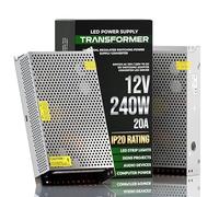 12V 20A 240W, DC Universal Regulated Switching Power Supply, 110/220V AC to DC 12 Volt LED Driver, Converter, Transformer for LED Strip Light, CCTV, Computer Project, 3D Printer(240W)