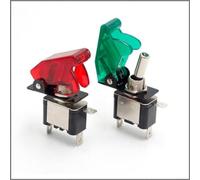 12V 20A LED Toggle Switch with Aircraft Flip Up Safety Cover for Car Boat Truck Use Water Resistant Automotive Electrical System (Green)