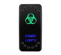 12V 20A Marine Boat Rocker Switch Green & Blue Led SPST DPDT Car Switch Waterproof 24V For Jeep Wrangler Cam Am Polaris(ZOMBIE LIGHT)