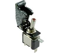 12V 20A Toggle Switch Car Auto Toggle Switches Illuminated LED On/Off Flip Up Red Light Carbon Pattern Cover