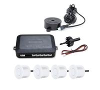12V 22mm Car Parking Sensor Kit Universal 4 Sensors Buzzer Reverse Backup Radar Sound Alert Indicator Probe System Car Air Mass Sensors(White)