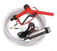 12V 24V 220V Submersible Oil Water Pump with 51mm Stainless Steel Casing, Diesel Fuel Transfer Pump with 19mm Outlet and 4 Meter Flexible Steel Hose for Construction Equipment (Silver 24V)