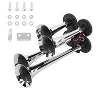 12V/24V 4 Trumpet Air Horn 150dB Super Loud Sound for Trains Trucks Cars Van Pickups Boats (Silver)