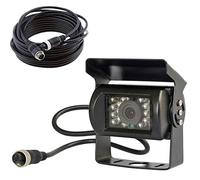 12V-24V 4Pin Bus Truck Trailer Reversing Rear View Camera with 15M Cable | Heavy Duty 18 IR LEDs IR Night Vision Waterproof Vehicle Reverse Backup Camera, RV, Motorhome, 49ft Video Cable