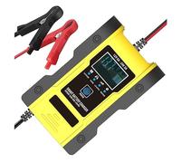 12V-24V 6A Full Automatic Smart Battery Charger 7-stage Car For Wet Dry Lead Acid Battery-chargers LCD Display Powerful Rapid Charging(Yellow)