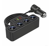 12V/24V Car Charger Adapter with 4 Slots 3.1A USB Ports 120W Power Distribution Extended Cable for Vehicle Cabin Backseat Trunk Compatible with Cars SUVs