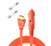 12V-24V Car Charger to XT60 Lighter Charging Cable for BLUETTI Power Station EB55/AC2A, Anker 757/767, SOLIX C300/C1000, EcoFlow Delta 2 Solar Generator 2M/6.6FT 14AWG with 2 pcs 15A Fuse