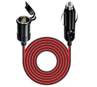 12V/24V Car Cigarette Lighter Extension Cord, 13FT/4M 16AWG Car Charger Extension Cable with 15A Fuse and LED Lights Heavy Duty Male to Female Socket Adapter for Trucks, Vans, RVs, Tire Inflators