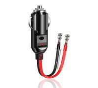 12V/24V Car Cigarette Lighter Plug with LED Indicator, 15A Fuse Protection, Power Adapter for DC Devices, Male to Female Terminal Cable, 5.9inch Lead for Auto Accessories (Black)