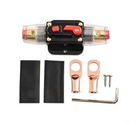 12V 24V DC Auto Inline Fuse Breaker with Heat Shrink Tubes and Wire Lugs Protects Against Overload Current (50A)