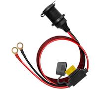 12V/24V Fixed Thread Car Cigarette Lighter Female Socket to O Ring Terminal Cord, High Power 20A Waterproof Adapter with 1M 13AWG Fused Cable & Eyelet Terminals for Vehicle/Tractor/Boat (Black, 100cm)