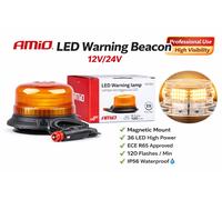 12V/24V LED Amber Recovery Warning Strobe Flashing Magnetic Beacon Light Lamp UK