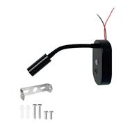 12V/24V LED Spot Reading Light with Dual Type-C+ USB Fast Charging Campervan Touch Dimming Bedside LED Wall Lamp for Motorhome Caravan Boat Yacht (C-Black)