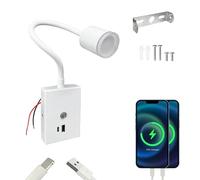 12V/24V LED Spot Reading Light with Dual Type-C+ USB Fast Charging Campervan Touch Dimming Bedside LED Wall Lamp for Motorhome Caravan Boat Yacht (D-White)