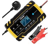12V 24V Smart Car Battery Charger 8A Fast Automatic Battery Maintainer with Pulse Repair Function for Cars Motorcycles Boats AGM GEL Wet Lead Acid Batteries Large LCD Display Intelligent Protection