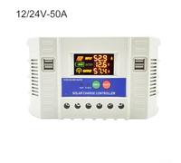 12V 24V Solar Charge Controller with LCD Display, 4 USB Outputs 5V/2A, Multiple Protections, Intelligent Three-Stage Charging, for Solar Systems(50A)