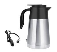 12V/24V Travel Electric Kettle, Riloer 1300ML Portable Electric Kettle Travel Thermos for Car Truck SUV, Stainless Steel Heat and Rust Resistant, Black with Silver