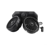 12V 24V USB Car Cooling Fan with Dual or Single Head, Two Adjustable Speeds, Dual USB Charging Ports and 360 Degree Rotation (12V Double Head)